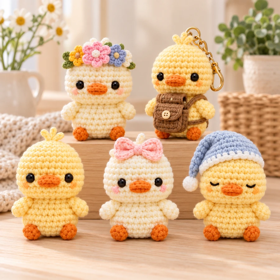 Square product preview of the Crochet Duck Mini Plush - 5 Designs digital pattern collection