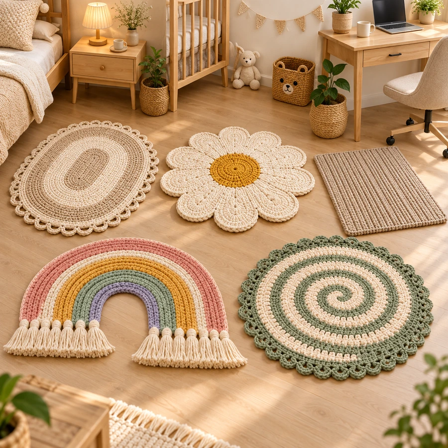 Square product preview of the Crochet Mini Rug Accent Mat - 5 Designs digital pattern collection