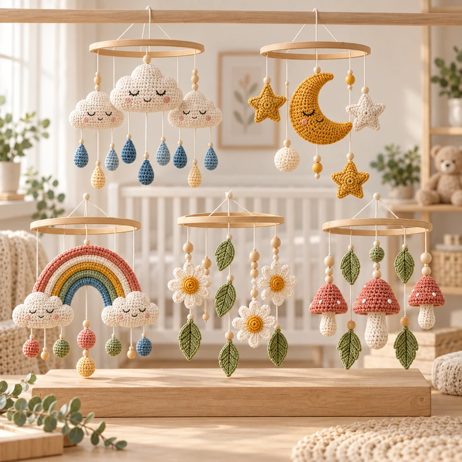 Square product preview of the Crochet Nursery Mobile - 5 Designs digital pattern collection