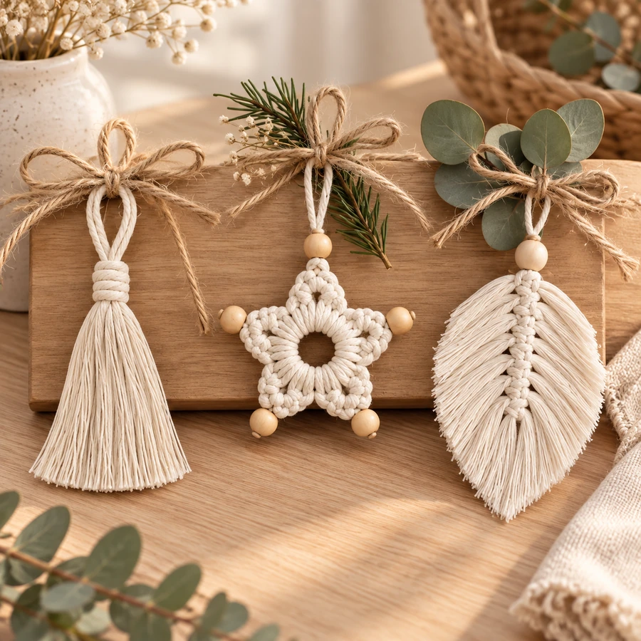 Square product preview of the Macramé Gift Tag Ornament - Trio digital pattern collection