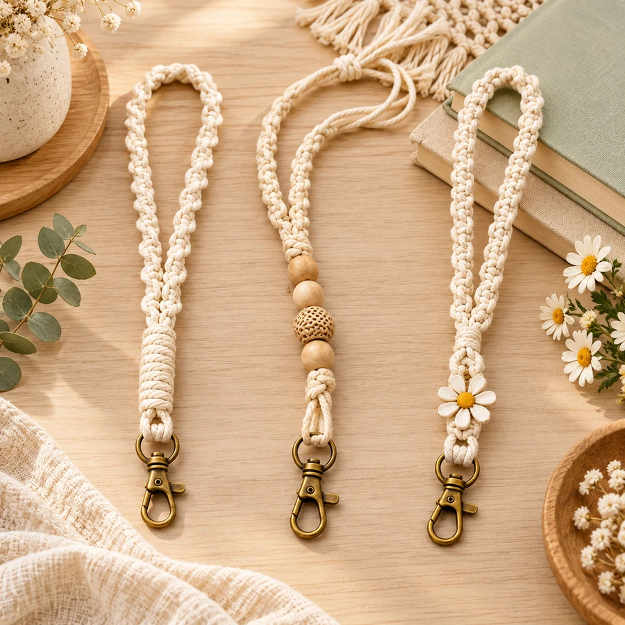 Square product preview of the Macramé Lanyard - Trio digital pattern collection