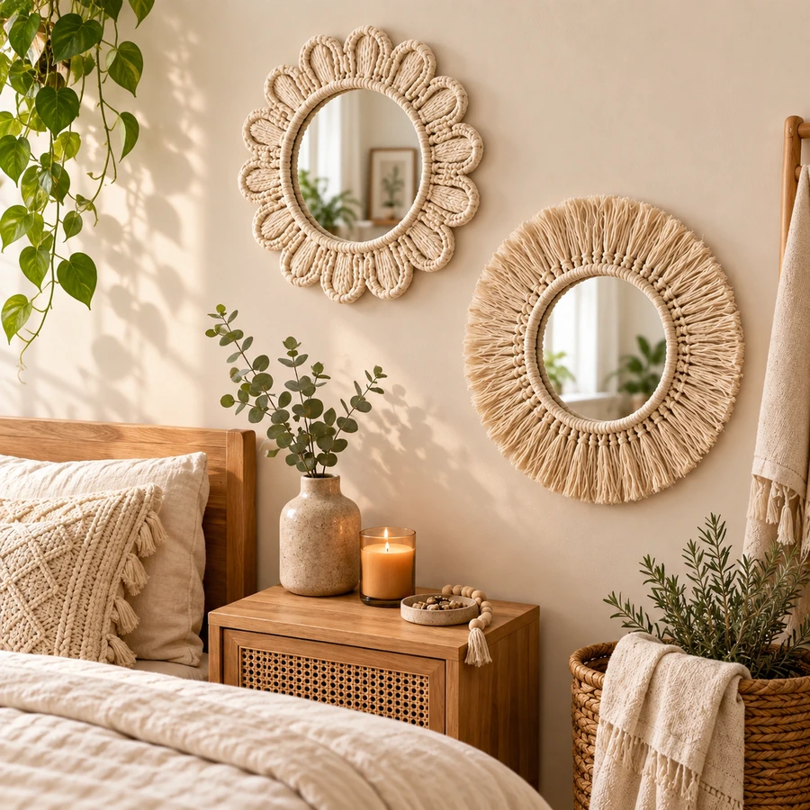 Square product preview of the Macramé Mirror Frame - Trio digital pattern collection