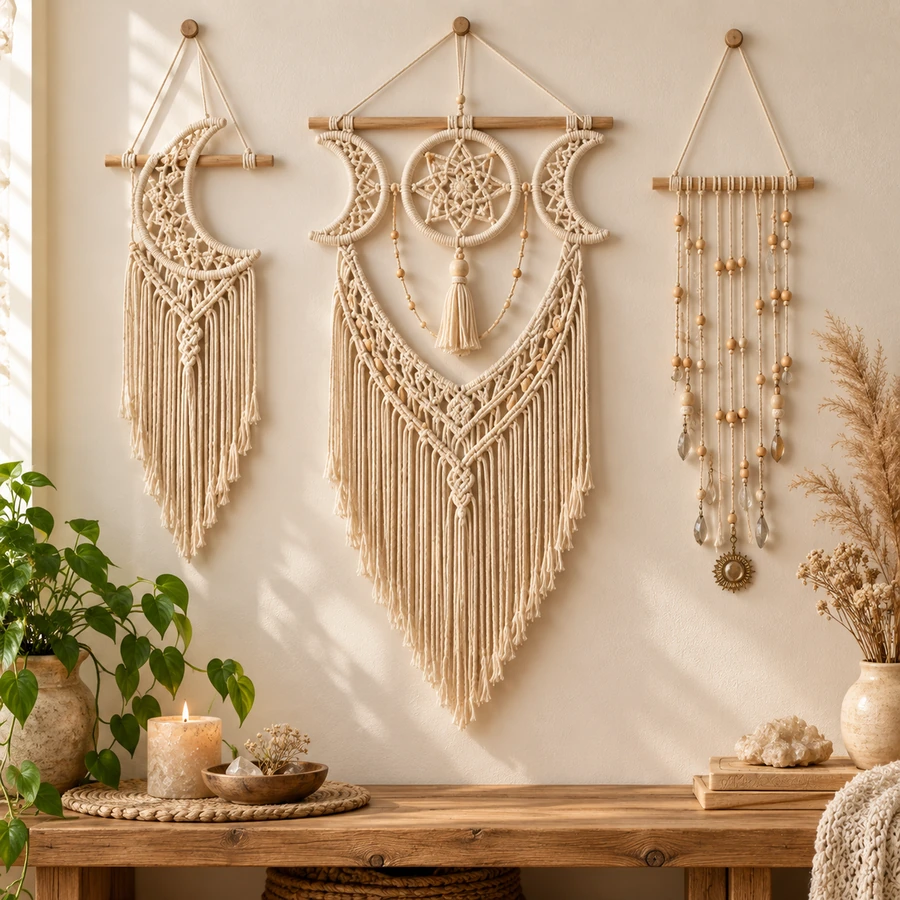 Square product preview of the Macramé Moon Phase Wall Hanging - Trio digital pattern collection
