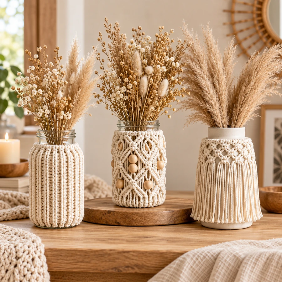 Square product preview of the Macramé Vase Wrap Set - Trio digital pattern collection